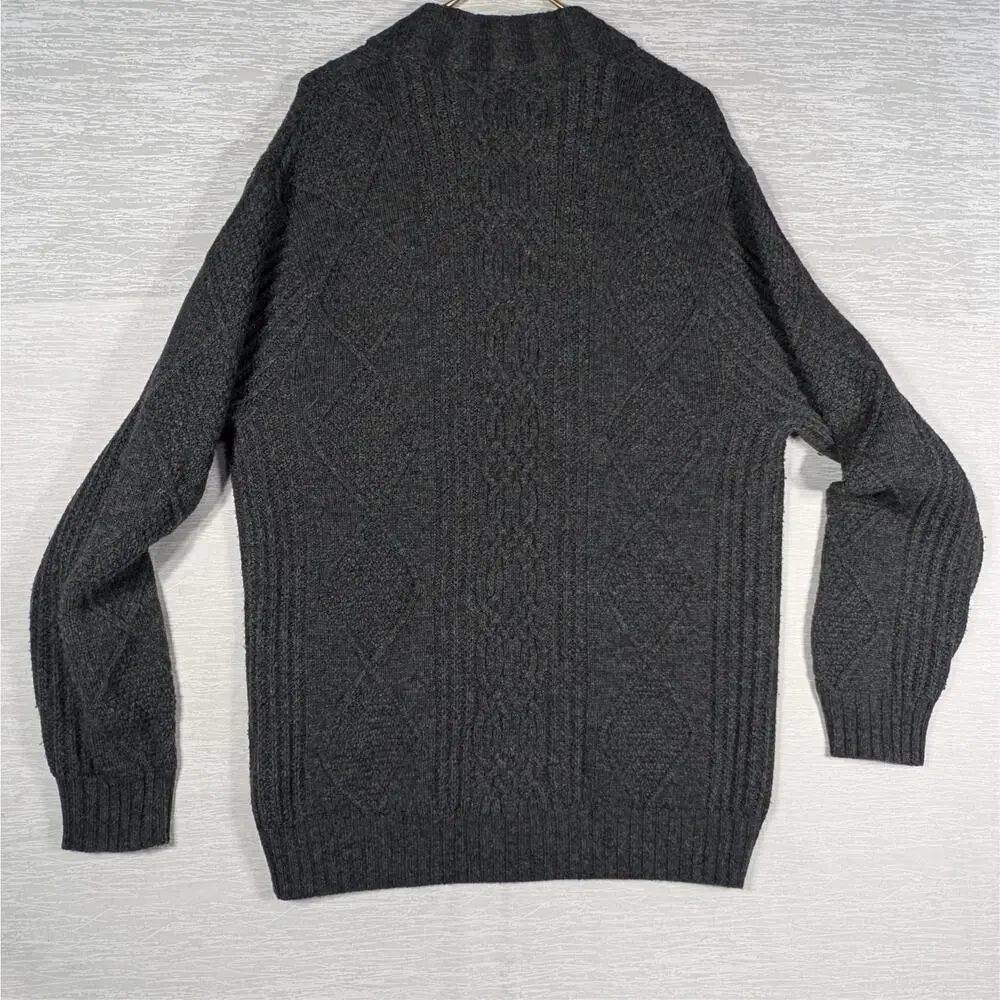 Jos A Bank Wool Knit Sweater Mens 2XL Grey Long Sleeve